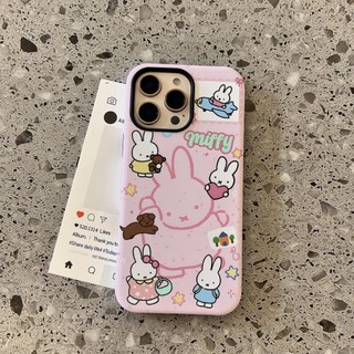 Ốp lưng 2 trong 1 họa tiết Miffy dễ thương màu hồng cho iPhone 11 12 Pro 13 Pro Max 15 Pro Max 14 16 Pro 16 Plus 17 Air 17 Pro 17 Pro Max