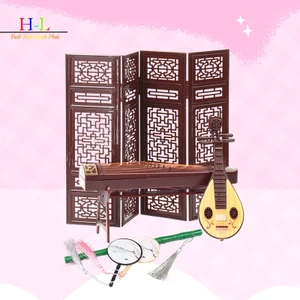HL Nhà Búp Bê Thu Nhỏ Màn Hình Gấp Sáo Lute Guzheng Quạt Cảnh Đời Trang Trí LMWU