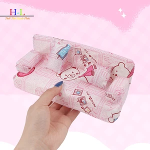 HL Bộ ghế sofa vải hoa nhỏ nội thất kèm 2 phụ kiện búp bê LMWU