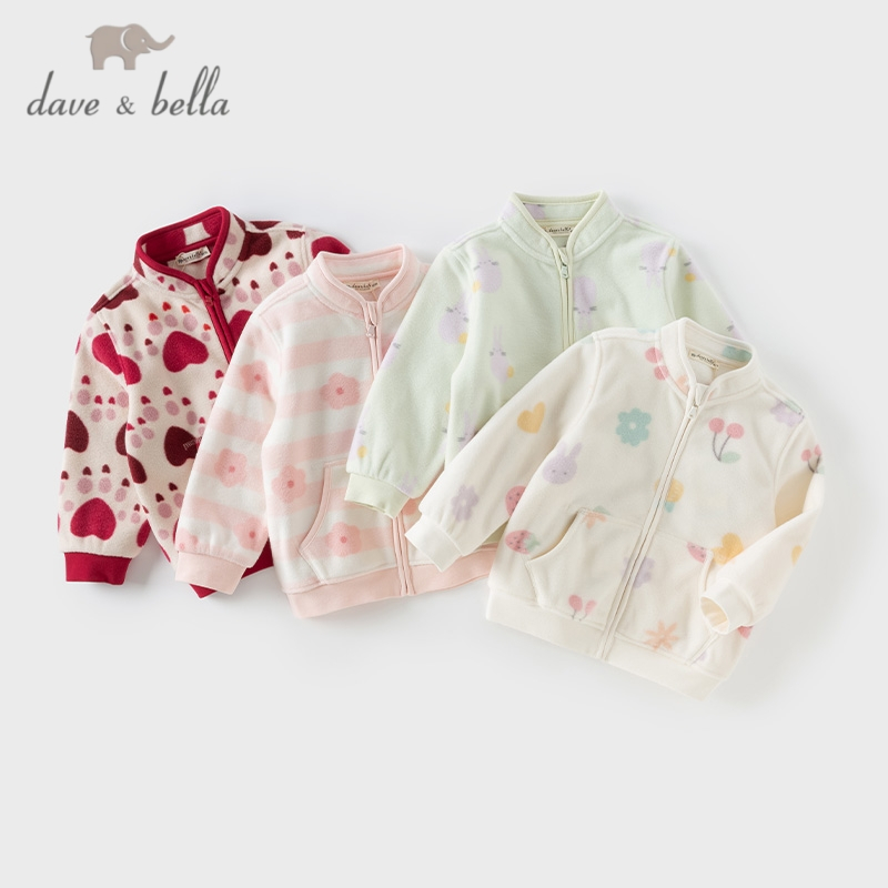 Dave Bella 2-9Y áo khoác lông cừu bé gái ngọt ngào áo ấm thu đông trẻ em thoải mái khi mặc DB396-BB