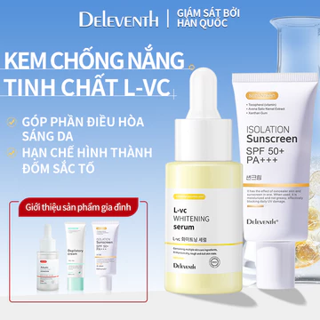 DEleventh Tinh chất làm trắng Vitamin C+kem chống nắng vật lý SPF50+PA+++50gBộ làm trắng chống nắng