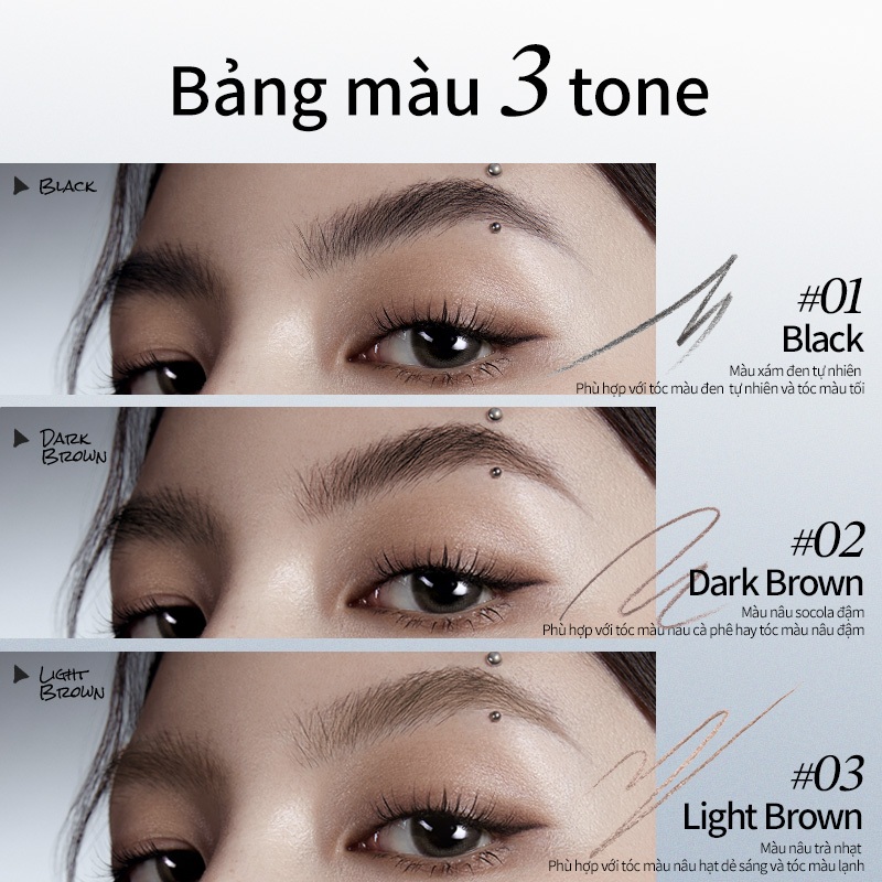 Little Ondine Bút chì kẻ mày định hình hai đầu Chống thấm nước, lâu trôi & chống nhòe, có màu lông mày cho lông mày hoang dã tự nhiên, đầu siêu mịn