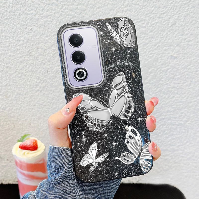 Ốp Điện Thoại YBD Cho OPPO A5 A5i Pro 5G 4G A3 Pro 5G Cao Cấp Lấp Lánh Kim Cương Bướm Lấp Lánh Bột Silicon
