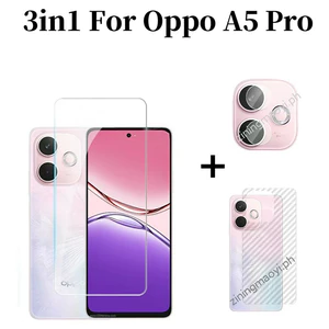 Phim kính cường lực trong suốt 3in1 OPPO A5 Pro cho OPPO A5 A3 Pro A5X A3X Tấm bảo vệ màn hình cường lực trong suốt và Phim ống kính máy ảnh và phim mặt sau