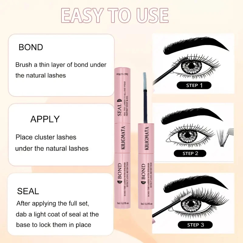 (keo đen) Bộ cụm lông mi giả kiligmata 200 chiếc chồn giả mềm - Diy Natural, C Curl, Chiều dài hỗn hợp 10-16Mm