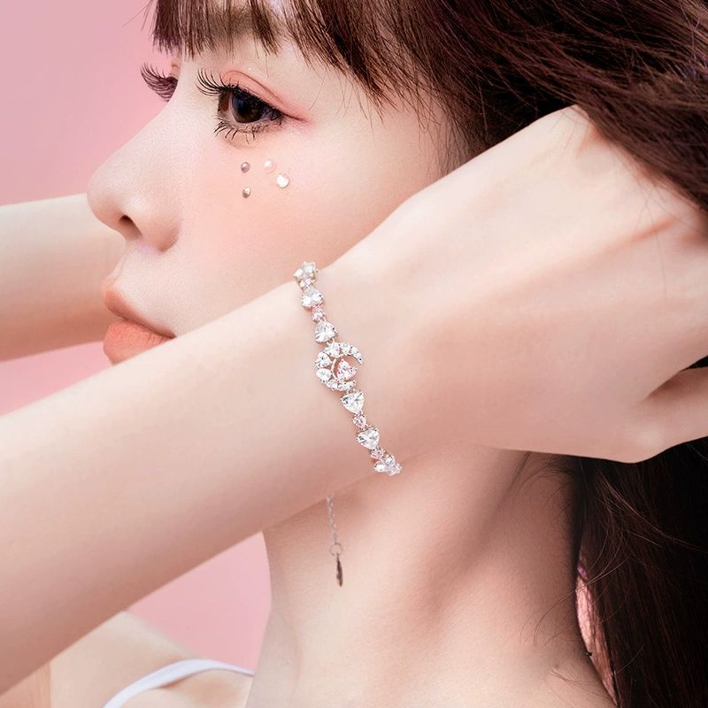 FANCIME Trái Tim Mặt Trăng Đồng Hành Vòng Tay, Bạc 925 Có Thể Điều Chỉnh Dây Xích Vòng Tay Quà Tặng Cho Nữ Bé Gái, Kỷ Niệm Sinh Nhật Tình Bạn Giáng Sinh Quà Tặng Năm Mới