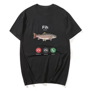 Fih - Áo Thun Nam Hình Cá Hồi Hài Hước, Chất Liệu Bông, cổ Tròn Tay Ngắn