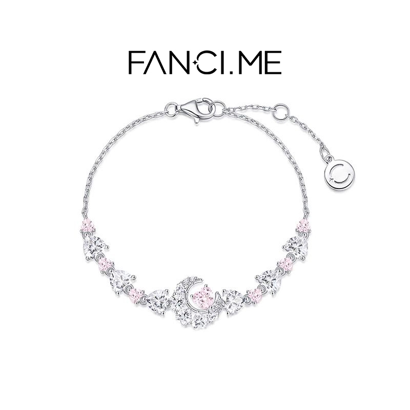 FANCIME Trái Tim Mặt Trăng Đồng Hành Vòng Tay, Bạc 925 Có Thể Điều Chỉnh Dây Xích Vòng Tay Quà Tặng Cho Nữ Bé Gái, Kỷ Niệm Sinh Nhật Tình Bạn Giáng Sinh Quà Tặng Năm Mới