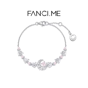 FANCIME Trái Tim Mặt Trăng Đồng Hành Vòng Tay, Bạc 925 Có Thể Điều Chỉnh Dây Xích Vòng Tay Quà Tặng Cho Nữ Bé Gái, Kỷ Niệm Sinh Nhật Tình Bạn Giáng Sinh Quà Tặng Năm Mới