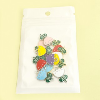 10 Chiếc Dễ Thương Nhiều Màu Hoa Nhỏ & Lá Xanh Quyến Rũ Thời Trang Sống Động Vòng Cổ Bé Gái Vòng Tay Bông Tai Dây Xích Điện Thoại Túi Treo DIY 6 Màu Hoa Tulip Nhỏ Giọt Dầu Mặt Dây Hợp Kim