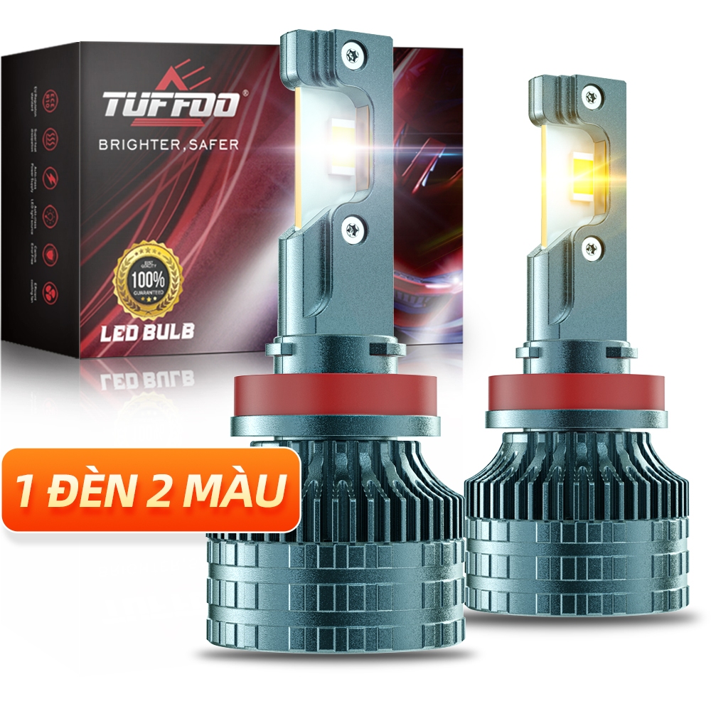 TUFFOO 2 Bóng Đèn【T52】2 màu Đèn gầm LED /  Đèn sương mù LED ô tô 110W 20000LM H11/H8/9006/HB4/9005/H16 (JP) - 6000K Trắng / 3000K Vàng