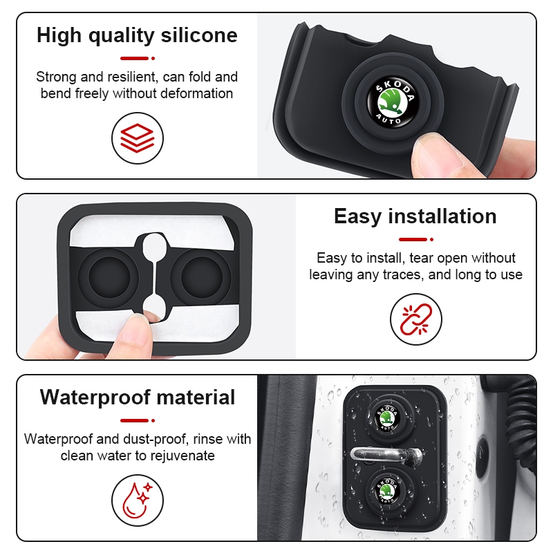 Silicone Khóa Cửa Ô Tô Bảo Vệ Khóa Ô Tô Chống Sốc Miếng Lót Cho Skoda Octavia Fabia Rapid Yeti Kodiaq Superb