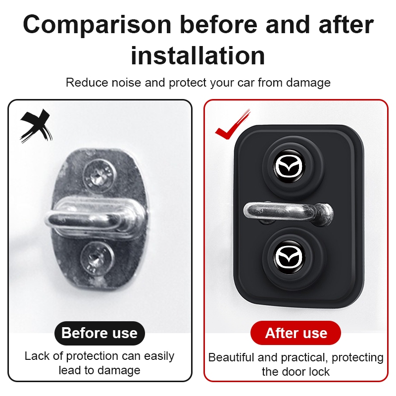 Khóa Cửa Ô Tô Silicon Bảo Vệ Bao Khóa Cửa Ô Tô Miếng Lót Cách Âm Cho Xe Mazda 2 3 5 6 2017 CX-4 CX-5 CX-7 CX-9 CX-3 CX-5