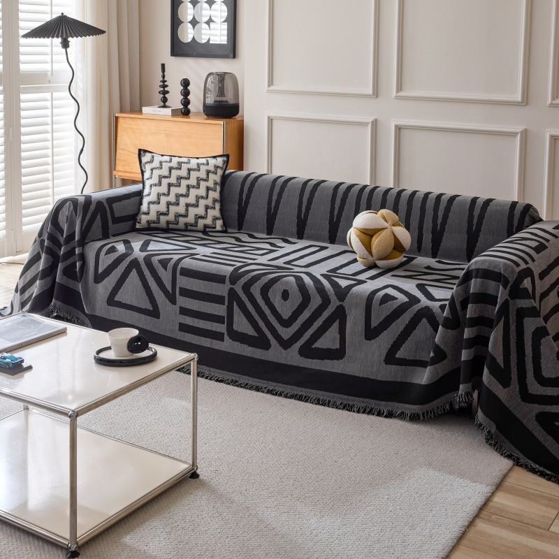Chăn Sofa Tua Rua Chenille, Đệm Sofa Hình Học Chống Trơn Trượt Tất Cả Các Mùa, Vỏ Sofa 2 Và 3 Chỗ, Thích Hợp Để Bảo Vệ Đồ Nội Thất Thú Cưng