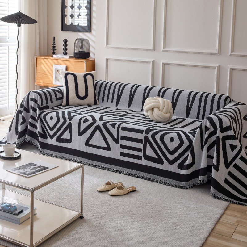 Chăn Sofa Tua Rua Chenille, Đệm Sofa Hình Học Chống Trơn Trượt Tất Cả Các Mùa, Vỏ Sofa 2 Và 3 Chỗ, Thích Hợp Để Bảo Vệ Đồ Nội Thất Thú Cưng