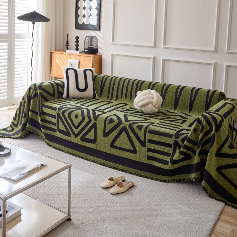 Chăn Sofa Tua Rua Chenille, Đệm Sofa Hình Học Chống Trơn Trượt Tất Cả Các Mùa, Vỏ Sofa 2 Và 3 Chỗ, Thích Hợp Để Bảo Vệ Đồ Nội Thất Thú Cưng
