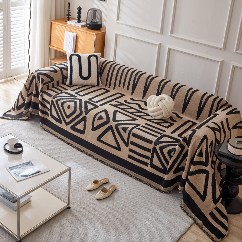 Chăn Sofa Tua Rua Chenille, Đệm Sofa Hình Học Chống Trơn Trượt Tất Cả Các Mùa, Vỏ Sofa 2 Và 3 Chỗ, Thích Hợp Để Bảo Vệ Đồ Nội Thất Thú Cưng