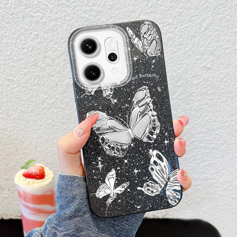Ốp Điện Thoại YBD Cho OPPO A6X A6S A6 Pro Reno 14 Pro Reno 14F 5G Cao Cấp Lấp Lánh Kim Cương Bướm Lấp Lánh Bột Silicon