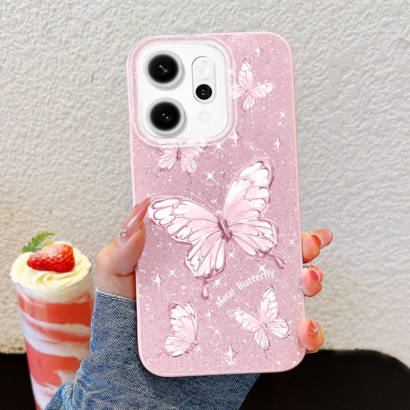 Ốp Điện Thoại YBD Cho OPPO A6X A6S A6 Pro Reno 14 Pro Reno 14F 5G Cao Cấp Lấp Lánh Kim Cương Bướm Lấp Lánh Bột Silicon