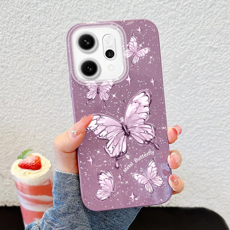 Ốp Điện Thoại YBD Cho OPPO A6X A6S A6 Pro Reno 14 Pro Reno 14F 5G Cao Cấp Lấp Lánh Kim Cương Bướm Lấp Lánh Bột Silicon