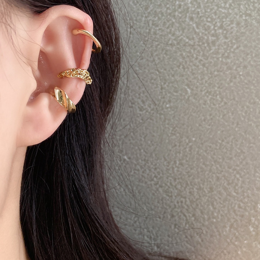 Vòng tai kẹp xương đơn giản thời trang, bộ 3 cái không đều