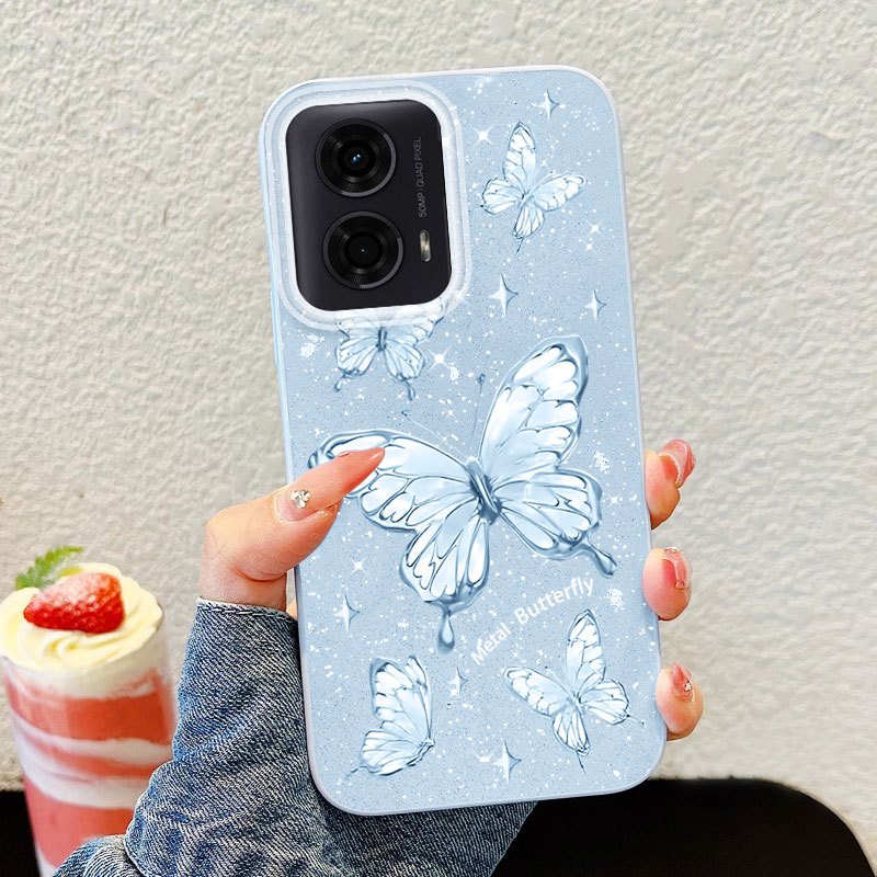 Ốp Điện Thoại YBD Cho Motorola Moto G24 G22 E13 G04 G04S E14 G24 G14 G54 Power G64 G15 Power Advanced Sparkling Diamond Butterfly Sparkling Powder Vỏ Silicon
