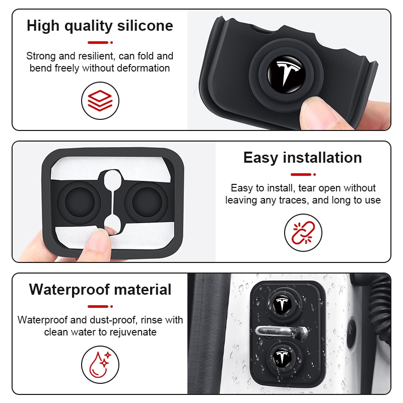 Silicone Khóa Cửa Ô Tô Bao Xe Chống Sốc Cửa Chốt Miếng Lót Bảo Vệ Cho Tesla Model 3 Model X Model S Model Y