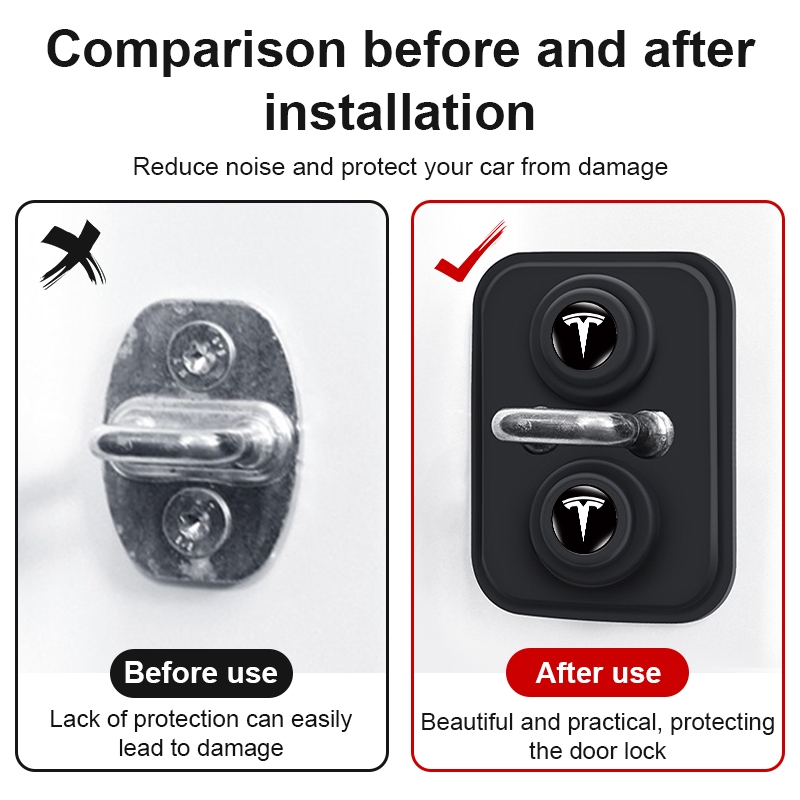 Silicone Khóa Cửa Ô Tô Bao Xe Chống Sốc Cửa Chốt Miếng Lót Bảo Vệ Cho Tesla Model 3 Model X Model S Model Y