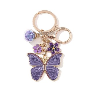 1 Chiếc Khá Tím Lớn Bướm Hoa Sáng Tạo Cây Côn Trùng Vòng Chìa Khóa Cho Bạn Bè Handmade Quà Tặng Tốt