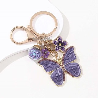 1 Chiếc Khá Tím Lớn Bướm Hoa Sáng Tạo Cây Côn Trùng Vòng Chìa Khóa Cho Bạn Bè Handmade Quà Tặng Tốt