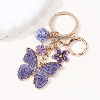 1 Chiếc Khá Tím Lớn Bướm Hoa Sáng Tạo Cây Côn Trùng Vòng Chìa Khóa Cho Bạn Bè Handmade Quà Tặng Tốt