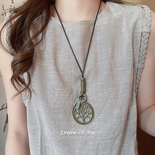 Vòng cổ gỗ hình lá giọt nước phong cách dân tộc cổ điển, thể hiện khí chất cá nhân - DREZEW