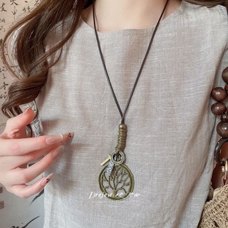 Vòng cổ gỗ hình lá giọt nước phong cách dân tộc cổ điển, thể hiện khí chất cá nhân - DREZEW
