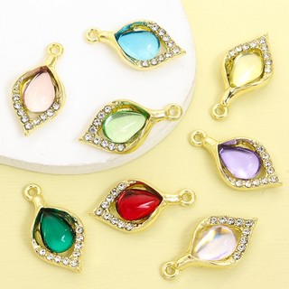 10 Chiếc Nhiều Màu Sắc khảm Thủy Tinh Thanh Lịch Quyến Rũ Hình Lá Quyến Rũ Với Kim Cương Giả, Tính Khí Xương Đòn Dây Chuyền Vòng Cổ Bông Tai Vòng Tay DIY Hình Học Tinh Tế Hình Thoi Mặt Dây Hợp Kim