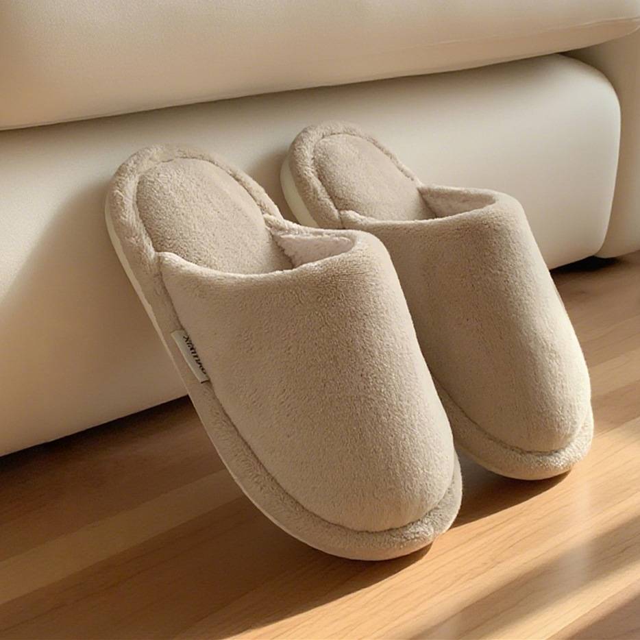 XIXITIAO Dép Cotton Màu Trơn Sang Trọng Mùa Đông Nam Nữ Cặp Đôi Giữ Ấm Nhà Trong Nhà