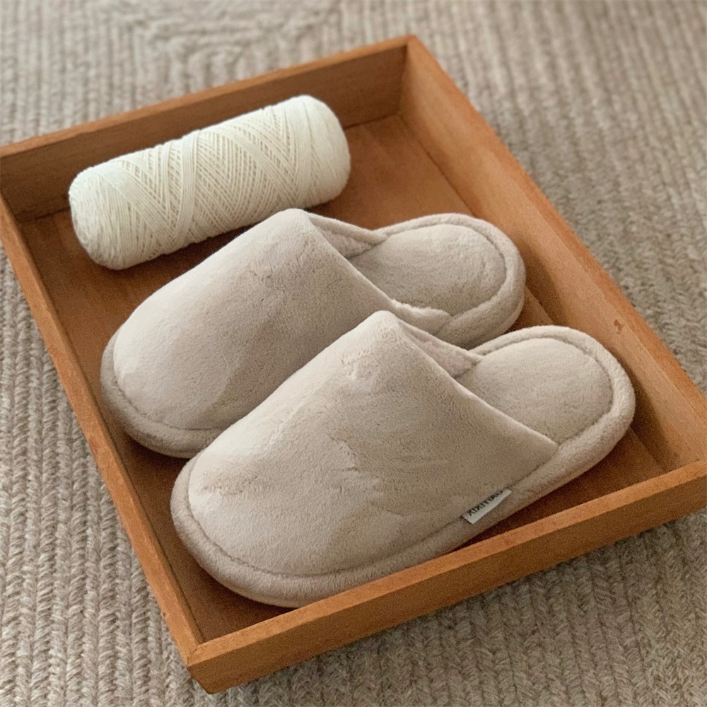 XIXITIAO Dép Cotton Màu Trơn Sang Trọng Mùa Đông Nam Nữ Cặp Đôi Giữ Ấm Nhà Trong Nhà
