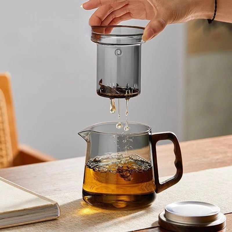 Ấm trà thủy tinh chịu nhiệt chống cháy nổ-Chất liệu thủy tinh Borosilicate cao dày dặn, Bộ trà Kung Fu tách nước trà, Bộ trà giải trí văn phòng gia đình Trà ấm đun nước