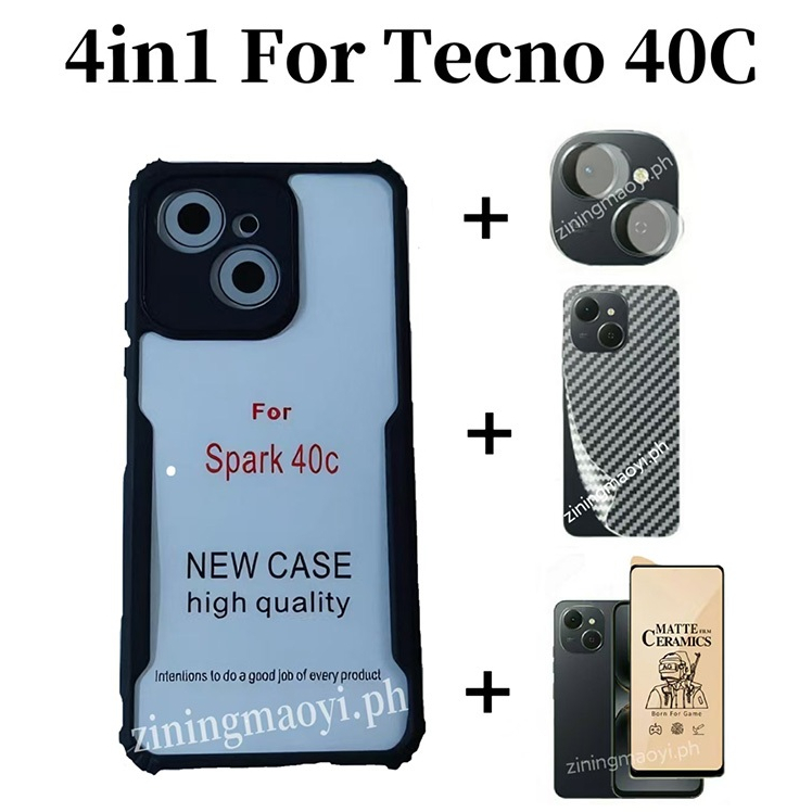 Ốp điện thoại di động chống rơi 4in1 Tecno Spark 40C cho Tecno Spark 40C 40 Pro Spark 30C 30 4G / 5G Màng gốm và màng ống kính và phim mặt sau
