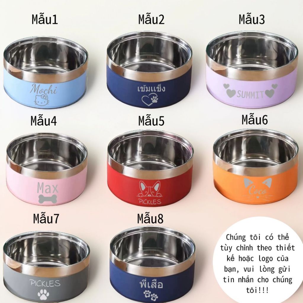 Bát thú cưng bằng thép không gỉ, chống trượt, chống vỡ, dùng cho chó mèo, kèm bát uống, quà tặng