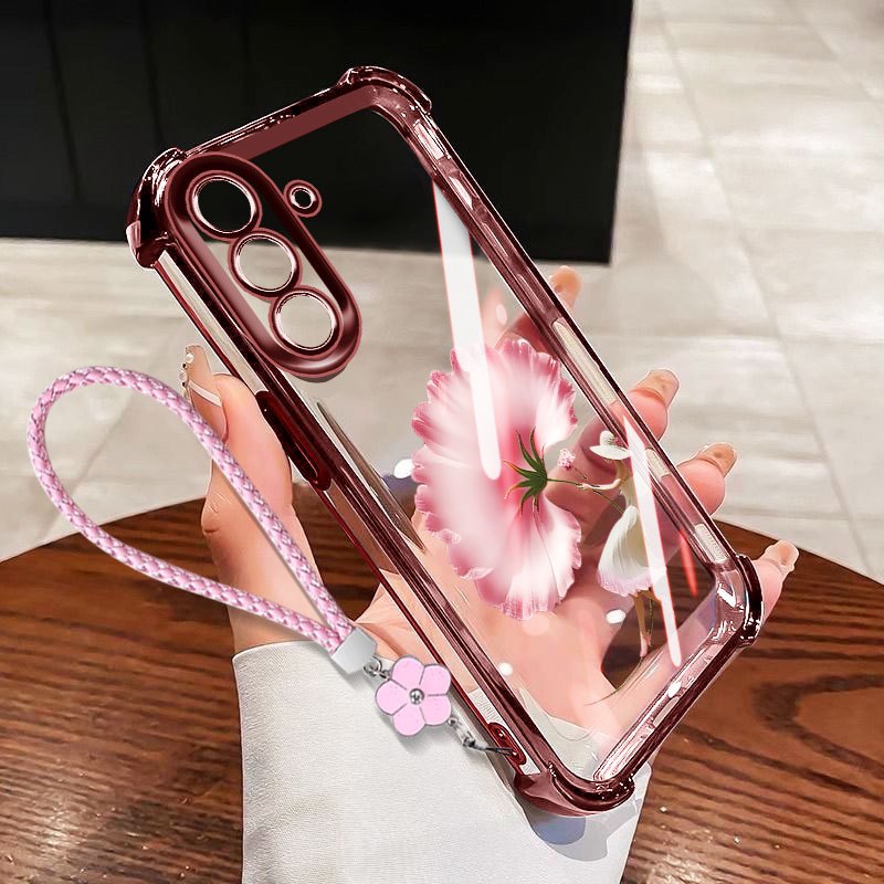 Ốp Điện Thoại YBD Cho Samsung Galaxy A56 A36 A26 A34 A35 A54 A55 A24 A25 M56 5G Horn Flower Túi Khí Bốn Góc Chống Rơi (Có Bảo Vệ Ống Kính)