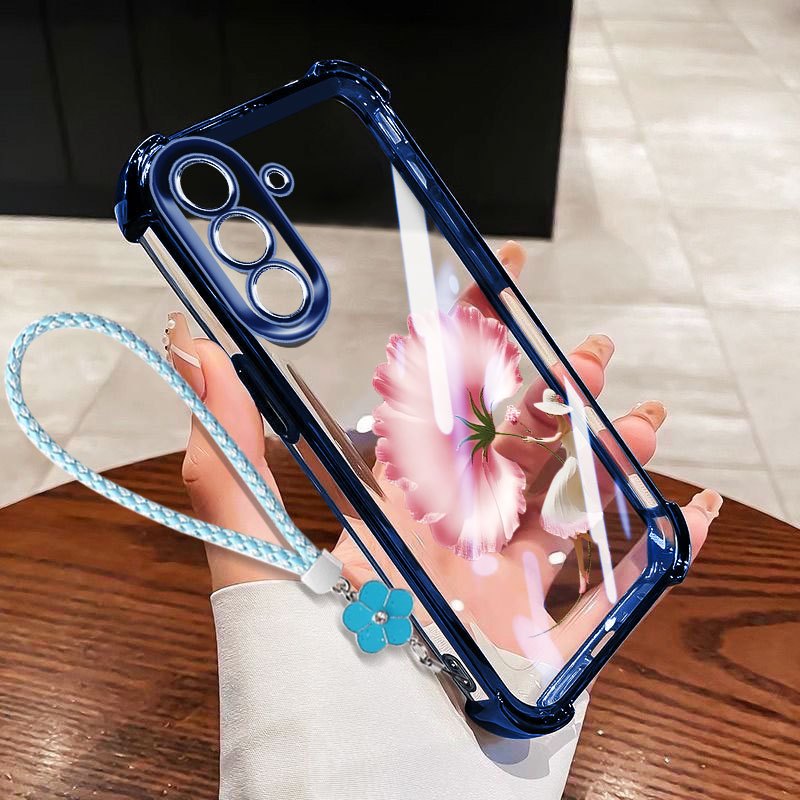 Ốp Điện Thoại YBD Cho Samsung Galaxy A56 A36 A26 A34 A35 A54 A55 A24 A25 M56 5G Horn Flower Túi Khí Bốn Góc Chống Rơi (Có Bảo Vệ Ống Kính)