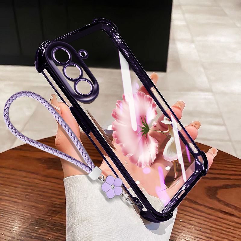 Ốp Điện Thoại YBD Cho Samsung Galaxy A56 A36 A26 A34 A35 A54 A55 A24 A25 M56 5G Horn Flower Túi Khí Bốn Góc Chống Rơi (Có Bảo Vệ Ống Kính)