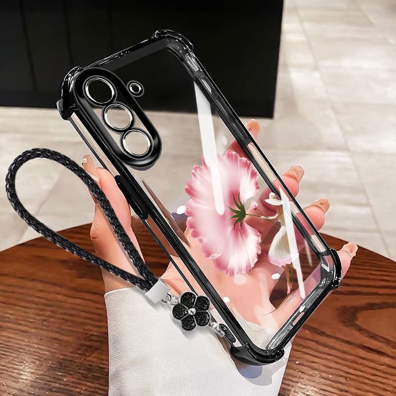 Ốp Điện Thoại YBD Cho Samsung Galaxy A56 A36 A26 A34 A35 A54 A55 A24 A25 M56 5G Horn Flower Túi Khí Bốn Góc Chống Rơi (Có Bảo Vệ Ống Kính)