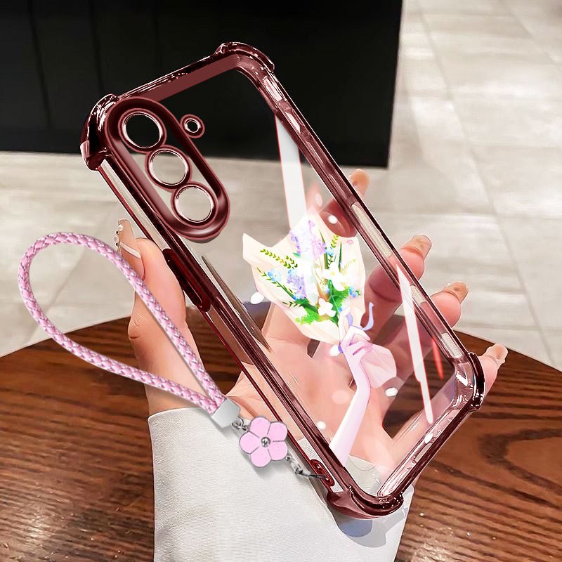 Ốp Điện Thoại YBD Cho Samsung Galaxy A56 A36 A26 A34 A35 A54 A55 A24 A25 M56 5G Horn Flower Túi Khí Bốn Góc Chống Rơi (Có Bảo Vệ Ống Kính)