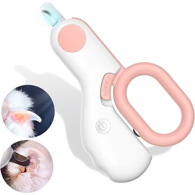 ECILY LED Light Cat Dog Nail Clipper Cutter Tông đơ cắt móng vuốt thú cưng chuyên nghiệp có khóa an toàn cho chó con Mèo con Chăm sóc động vật Bộ dụng cụ chải lông