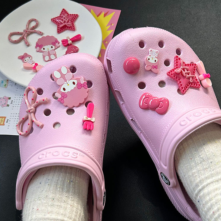 Phụ Kiện Giày Lỗ Hoạt Hình Dễ Thương Cô Gái Trái Tim Giai Điệu Giày Hoa Thích Hợp Cho crocs Khóa Giày DIY Có Thể Tháo Rời Khóa Giày Lỗ Khóa Giày Busch Khóa Giày Zhibixing ins Giày Hoa