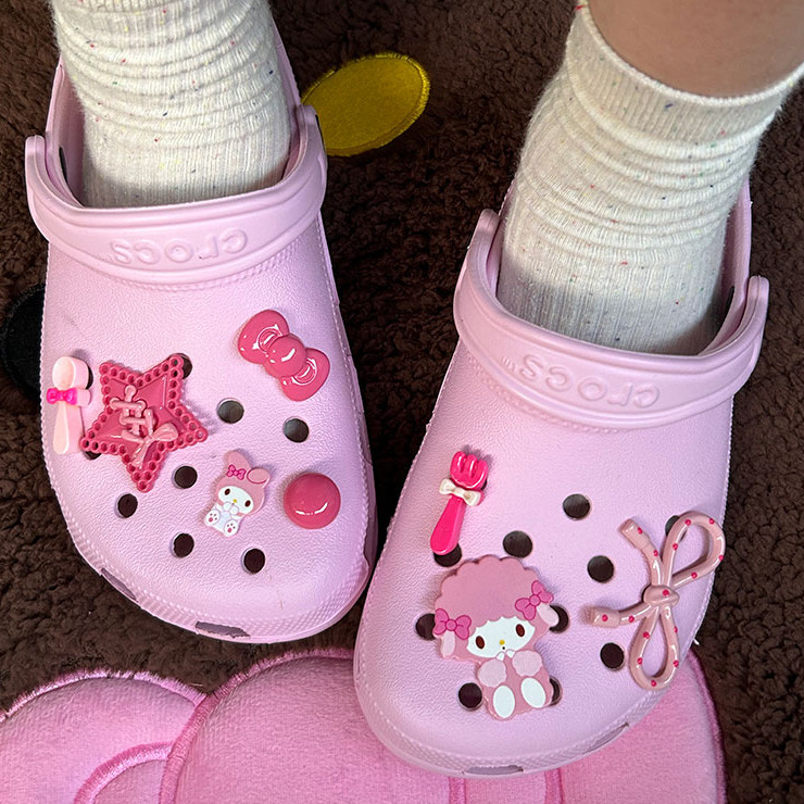 Phụ Kiện Giày Lỗ Hoạt Hình Dễ Thương Cô Gái Trái Tim Giai Điệu Giày Hoa Thích Hợp Cho crocs Khóa Giày DIY Có Thể Tháo Rời Khóa Giày Lỗ Khóa Giày Busch Khóa Giày Zhibixing ins Giày Hoa
