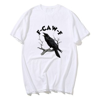 F Caw Ngộ nghĩnh Quạ Áo nam Nữ Hài Hước Động Vật Áo Rời Vintage Đồ Họa Áo Cotton Thoải Mái Nam Quần Áo