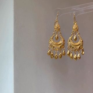 Bông tai tua rua màu vàng phong cách retro Trung Hoa mới với thiết kế tua rua dài cao cấp