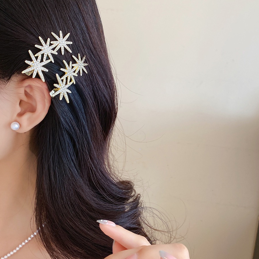 Kẹp Tóc Ngôi Sao Dát Kim Cương Phong Cách Hàn Quốc - Kẹp Mỏ Vịt Sang Trọng & Đa Năng